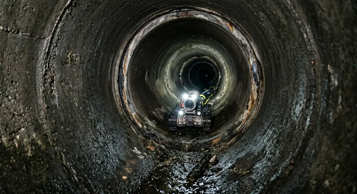 Robotic sewer camera inspecting pipe interior for Drain Snake Service in Mayfield